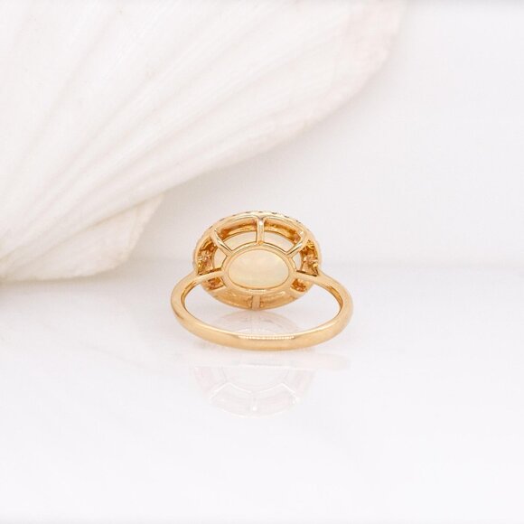 3.15cts Ethiopian Opal Ring in Solid 14K Gold with Natural Diamond Halo - Picture 7 of 8